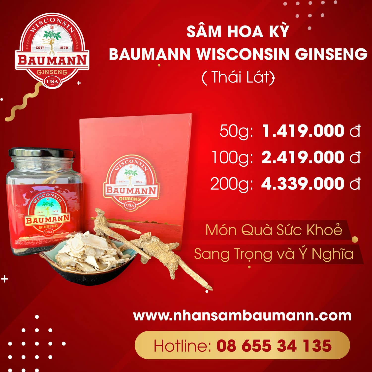 Banner ưu đãi khi mua nhân sâm Baumann dạng thái lát